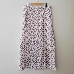 Cynthia Rowley Linen Floral Button Down Midi Skirt